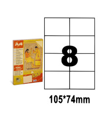 Etichete autoadezive A4, 100 foi, 8 buc, 105*74 mm